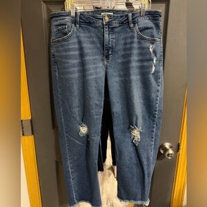 Ava & Viv High Rise Distressed Straight Leg Jeans
